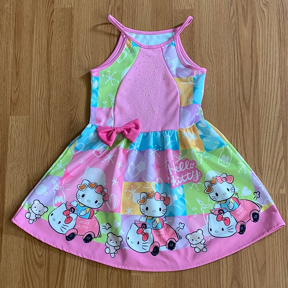 Colorful Hello Kitty Dress with Pink Bow